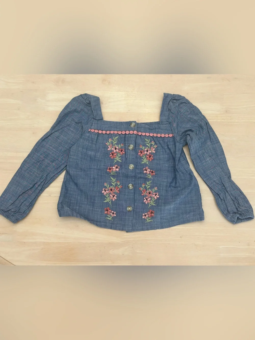 NWOT Gymboree Floral Embroidered Chambray Shirt